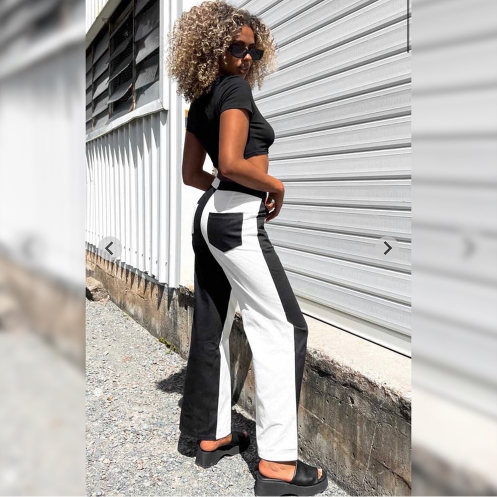 Two Tone Black & White Pants